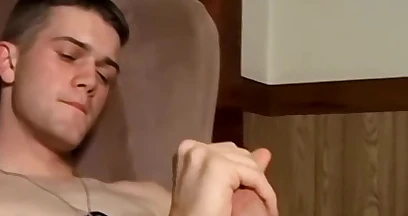 Lovely twink Bryce Corbin jerks off and cums on himself solo