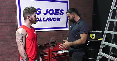 Nick Milani rides his mechanic Teddy Torres cock