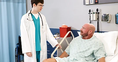 Twink fucks muscular man in the ass on the hospital bed