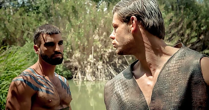 Warrior rimming and fucking a man in a steamy parody