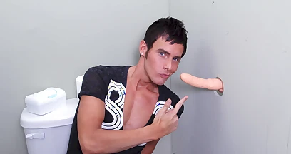 Gay lads share glory hole romance in perfect positions
