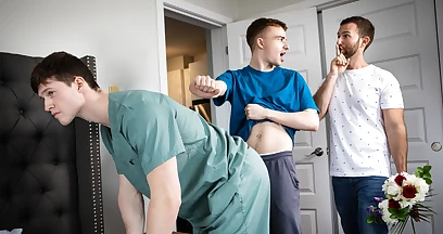 Male nurse gets a dose of hefty cock to play with