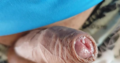Closeup of Uncircumcised Veiny Cock Jerking off.