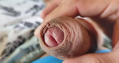 Boy Masturbates Phimosis and Close up of Pre Cum.