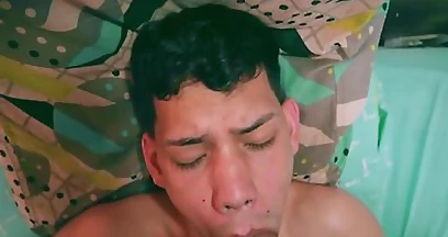 Blowjob Facial Cute Twink Diego Monsalve Sucking Camilo Browns Big Uncut Cock Until He Cums On His Face And Mouth 10 Min
