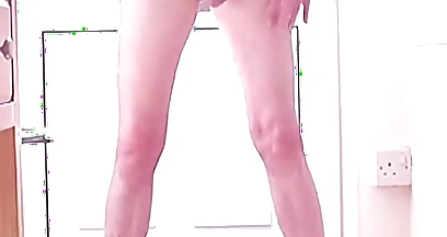 Naked Tease on Tiptoe with Rings and Rearview Cum