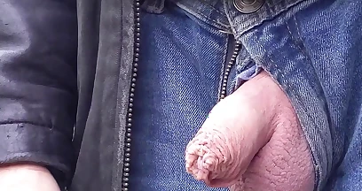 Tiny Cock Growing Bigger and Cumming Outdoors, Leather Jacket and Jeans - Rockard Daddy