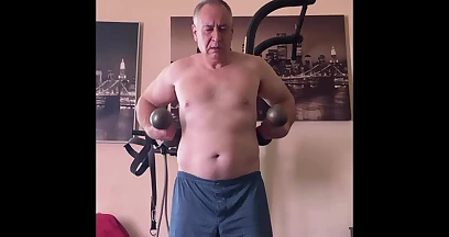 Mature Man Masturbating After Workout